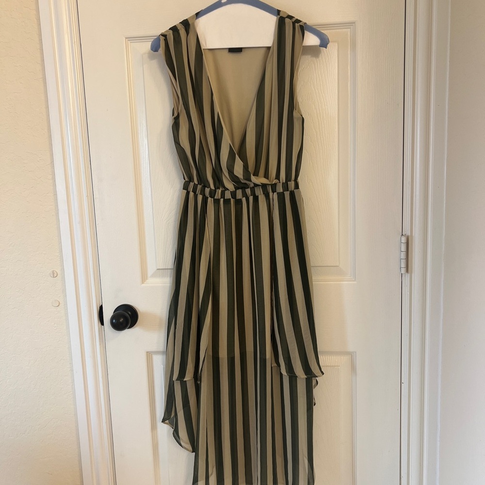 Kardashian Kollection Green and Cream High Low Dress